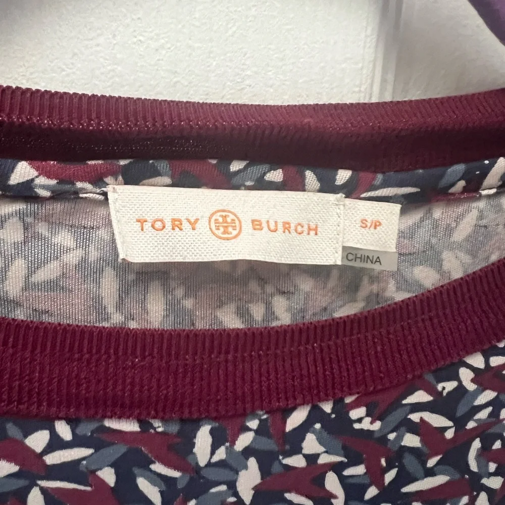 Tory Burch Silk Dress Multicolor Patterned Long Sleeve Midi Size Small Petite